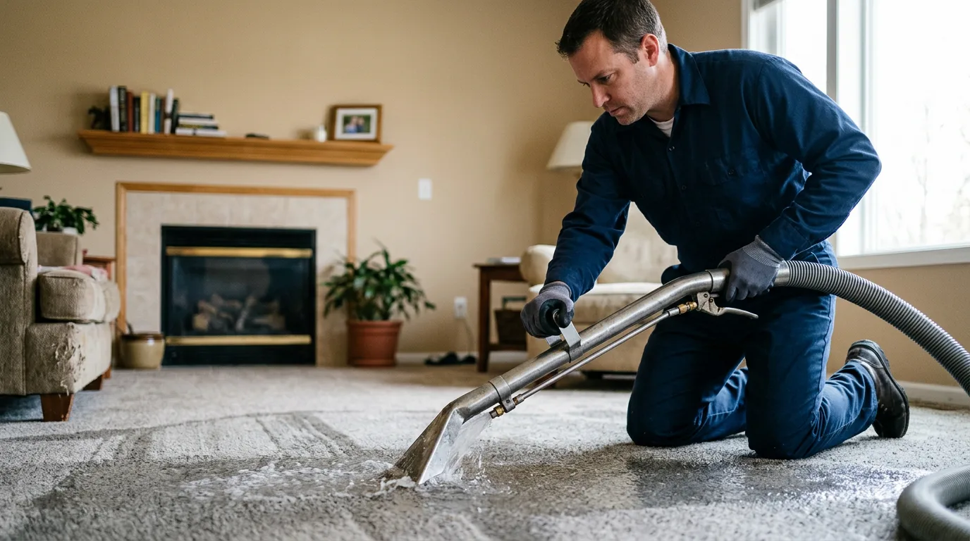 Water damage restoration technician working near Oxly, MO